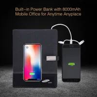 Power Bank 8000mAh wireless charger Diary leather Notebook Model No.LT0236 (สินค้านำเข้า สั่งขั้นต่ำ 100 ชิ้น)