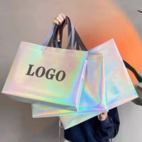 Recycle Holographic Silver PP Laminated Non Woven Tote Shopping Bag Model No.PPB-004 (สั่งขั้นต่ำ 100 ใบ)